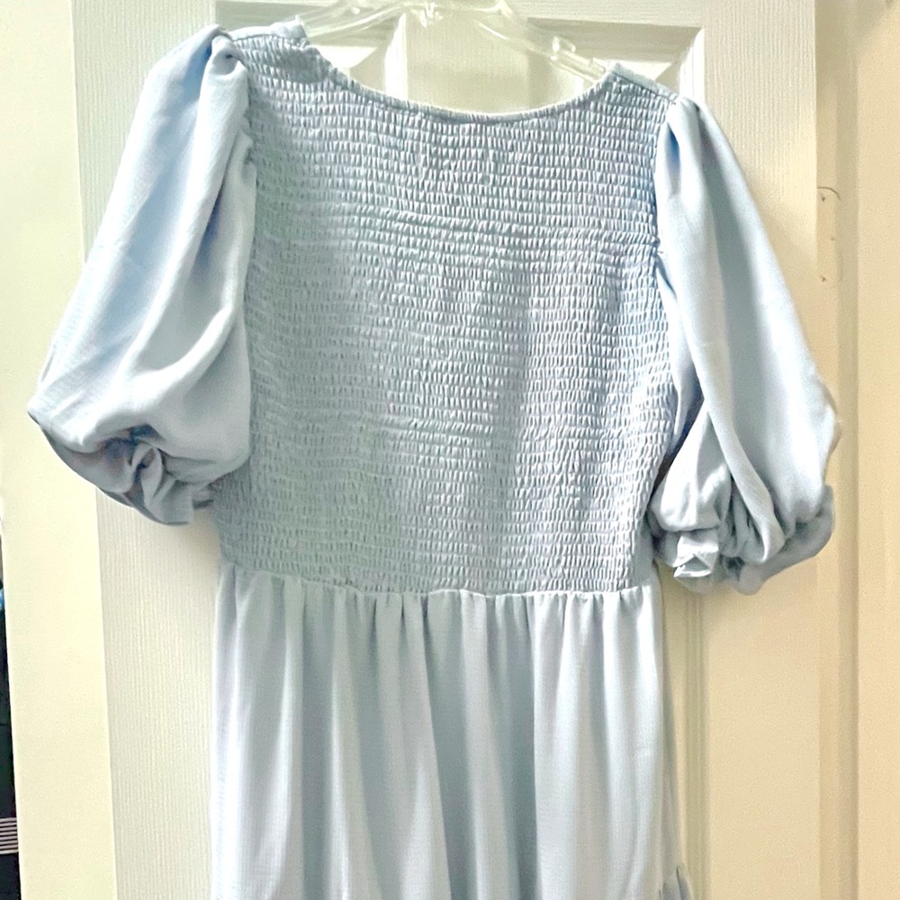 Jessakae Ella Dress— Blue puffed sleeve smocked maxi dress